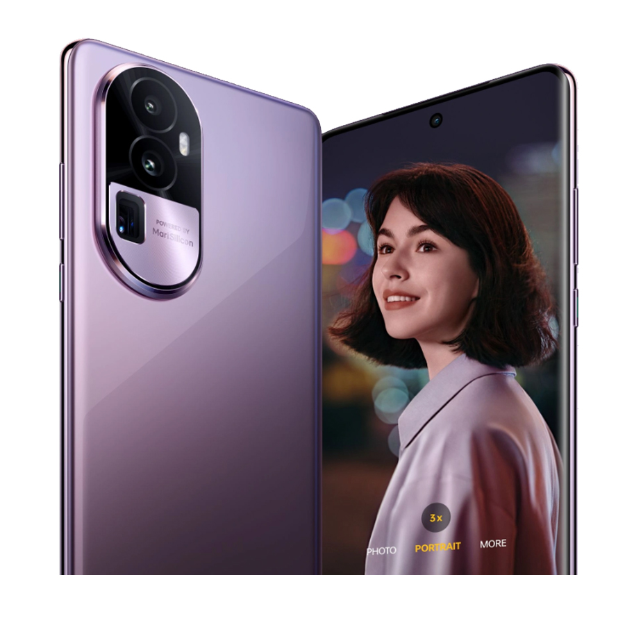 ภาพโทรศัพทมือถือยี่ห้อ Oppo สีม่วงอ่อน